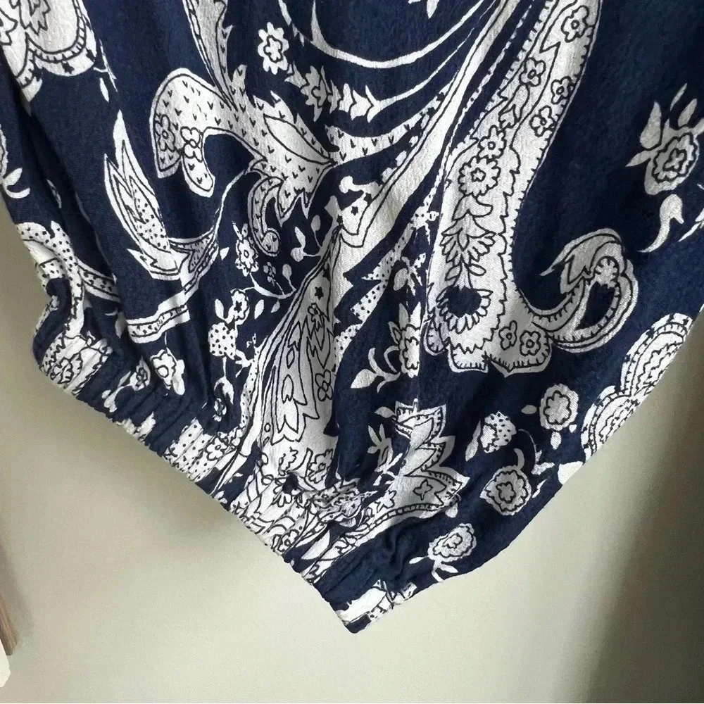TALBOTS FLOUNCE HEM MIDI DRESS IN BLUE/WHITE PAISLEY 3X Tiered Modest Workwear - Picture 7 of 12